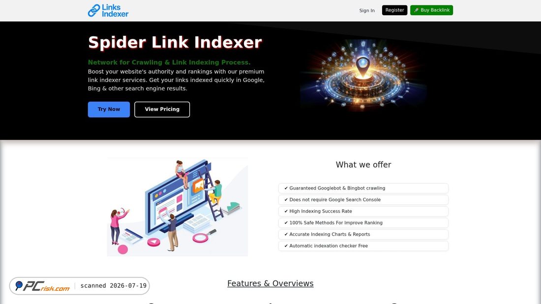 Screenshot di linksindexer.io