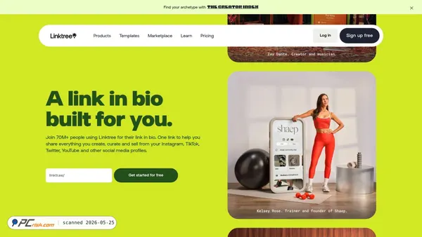 linktr.ee screenshot