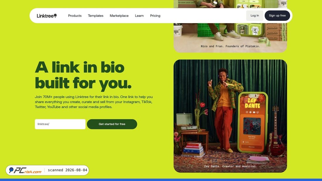 Screenshot of linktr.ee