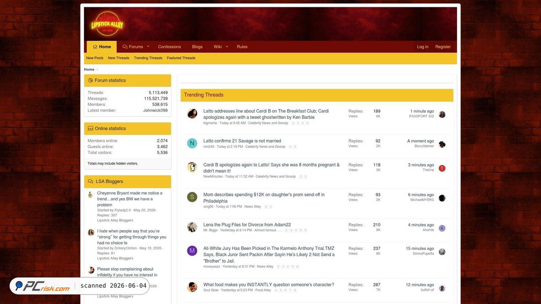 Screenshot of lipstickalley.com