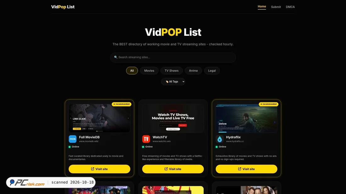 Zrzut ekranu list.vidpop.xyz
