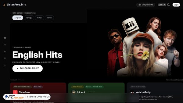 Capture d’écran de listenfree.in