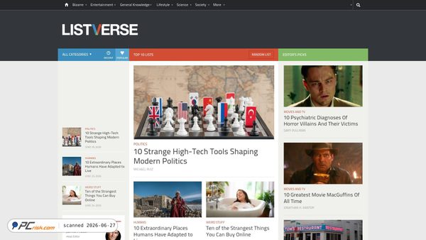 listverse.com screenshot