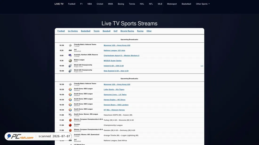 Screenshot of live-tv.sbs
