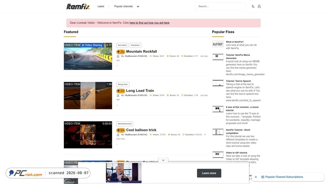 Screenshot of liveleak.com