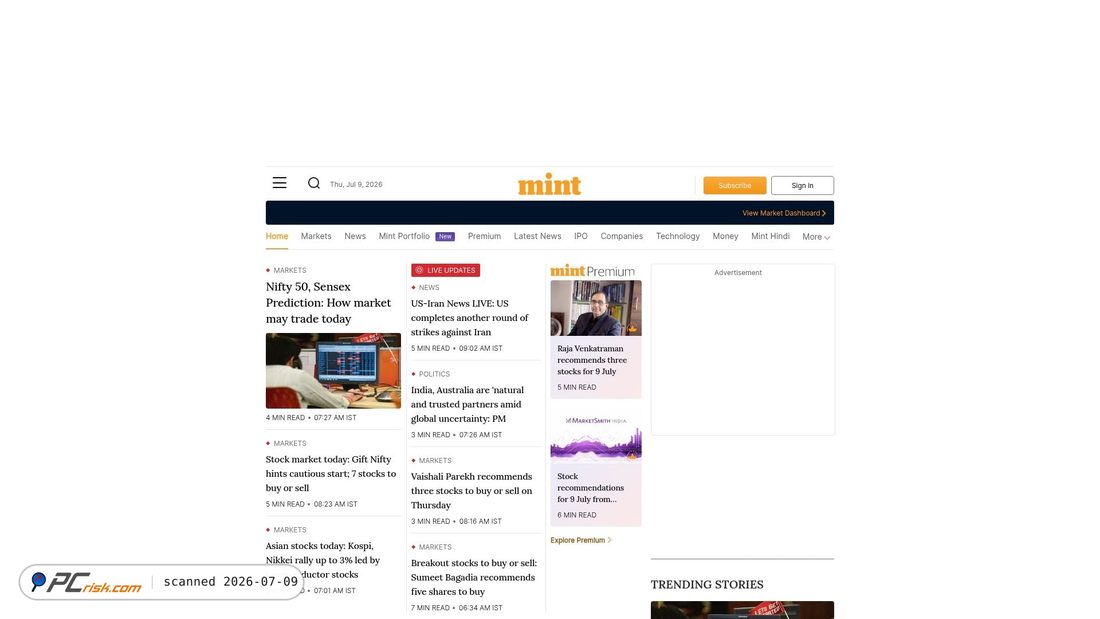 Screenshot of livemint.com
