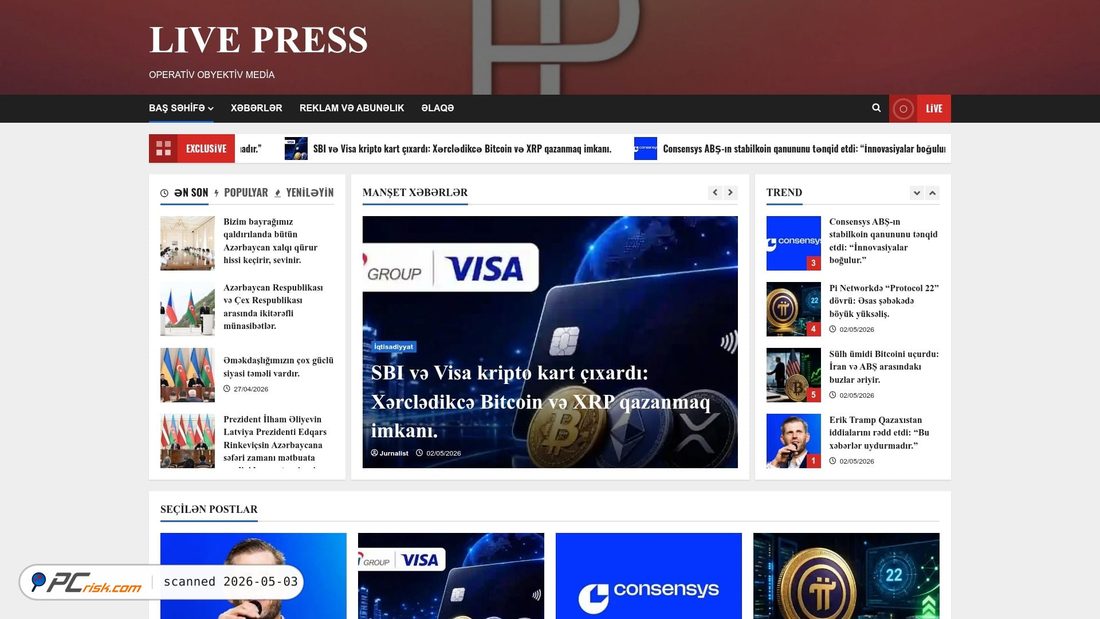 Screenshot di livepress.media