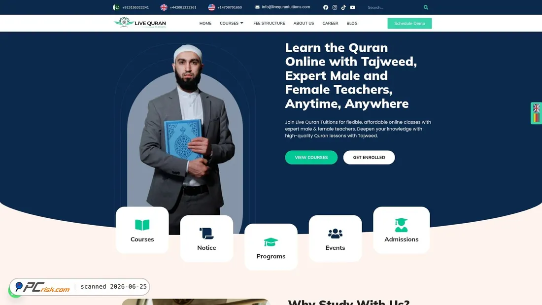 Screenshot of livequrantuitions.com