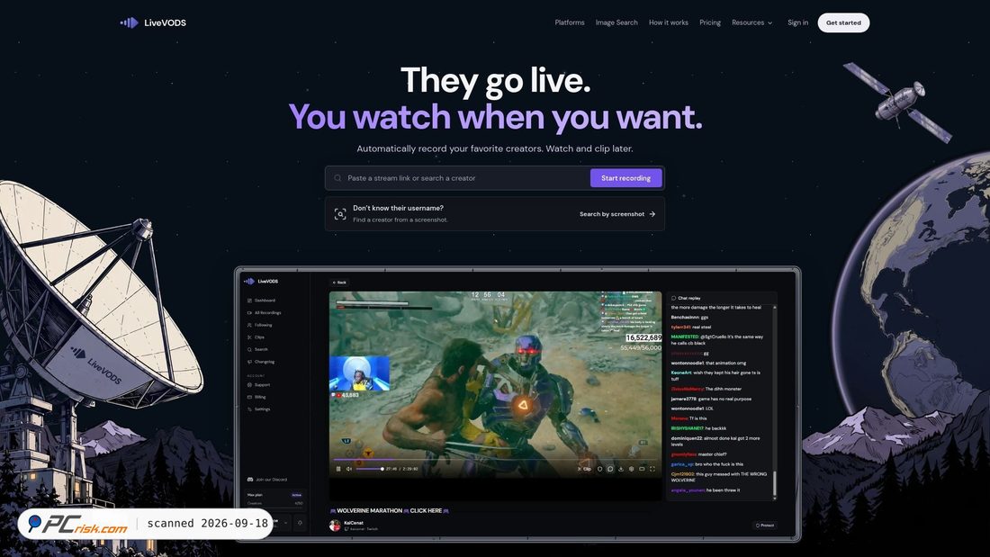 Captura de ecrã de livevods.com