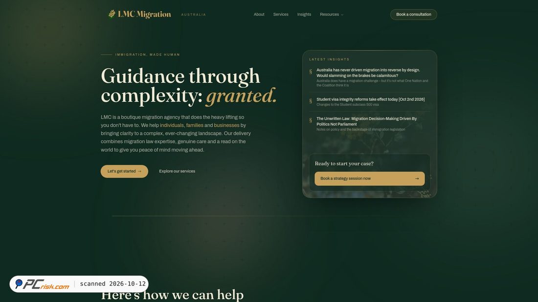Captura de ecrã de lmcmigration.com