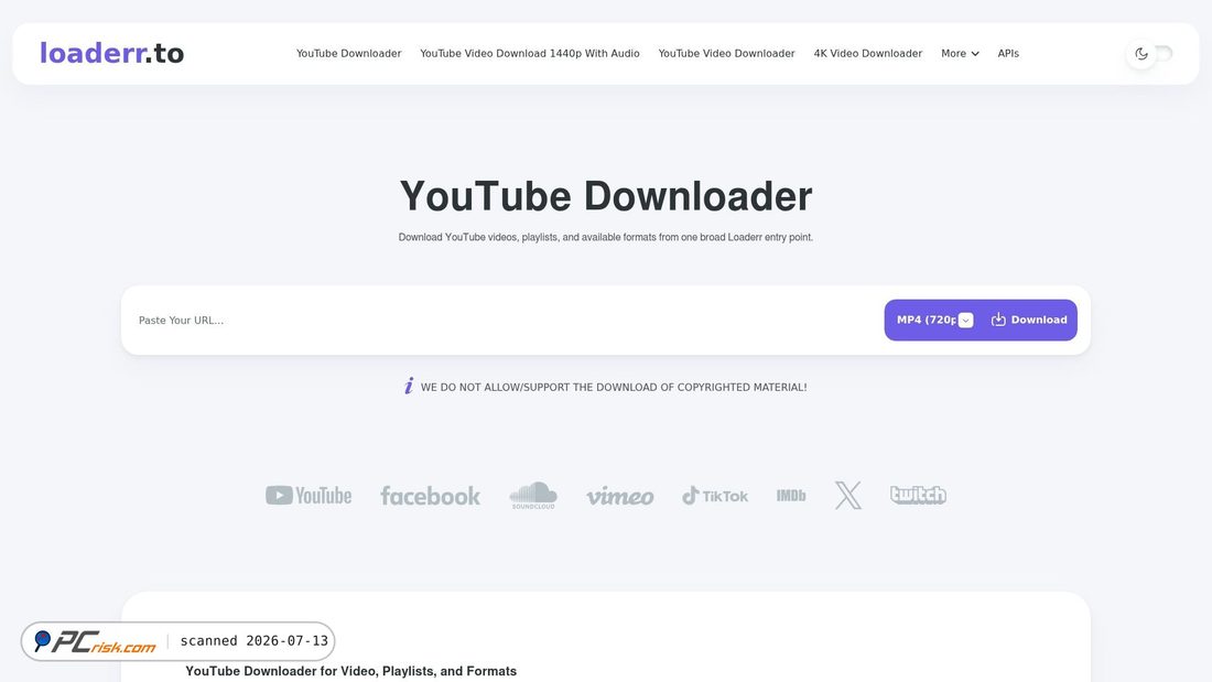 Screenshot of loaderr.to