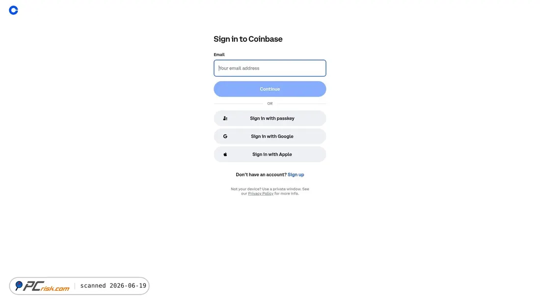 Screenshot van login.coinbase.com