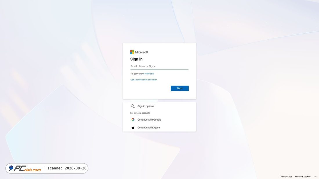 Screenshot von login.microsoftonline.com