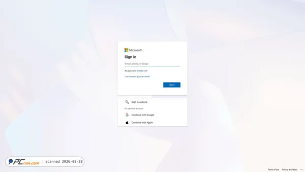 login.microsoftonline.com screenshot