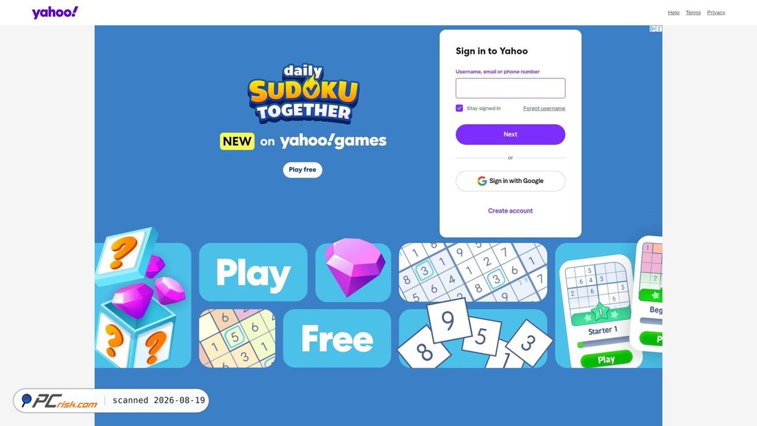 Screenshot of login.yahoo.com