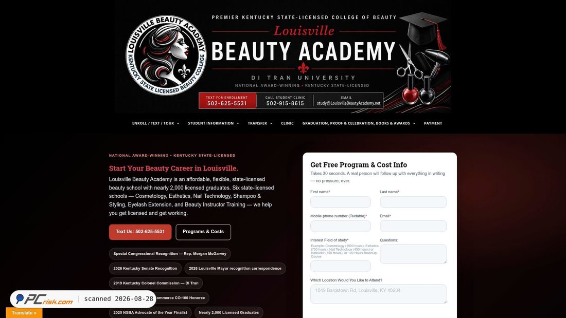 Screenshot von louisvillebeautyacademy.net