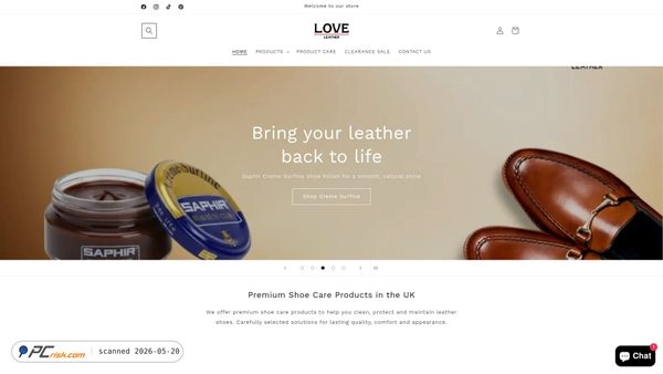 loveleathercare.com screenshot