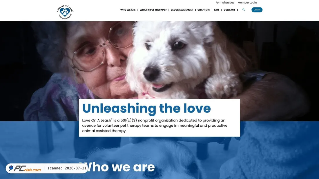 Screenshot of loveonaleash.org