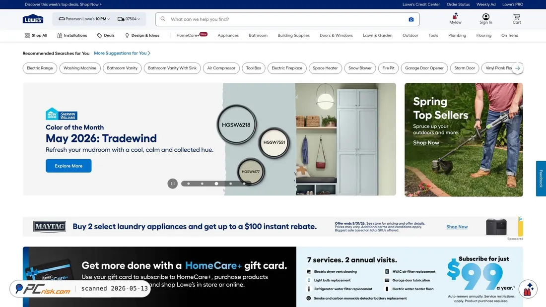 Screenshot von lowes.com