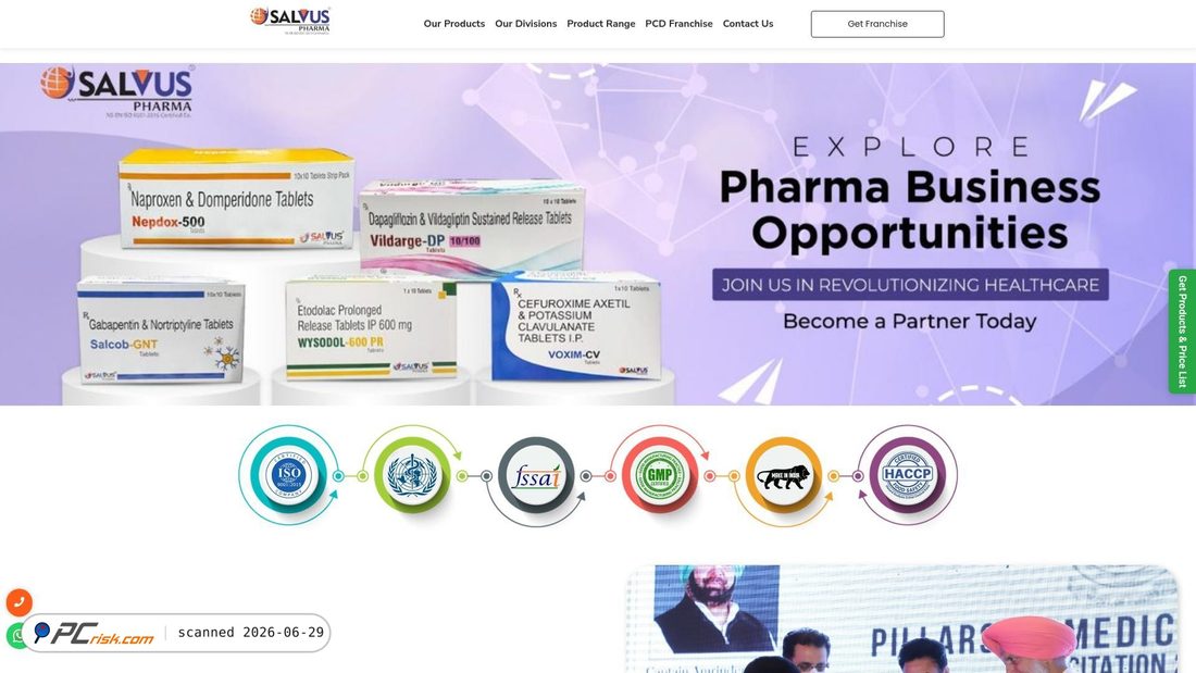 Screenshot of lp.salvuspharma.in