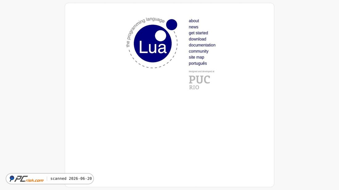 Screenshot of lua.org