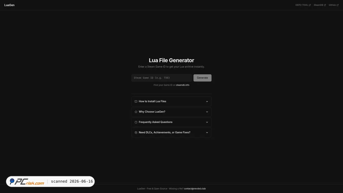 Screenshot of luagen.pages.dev