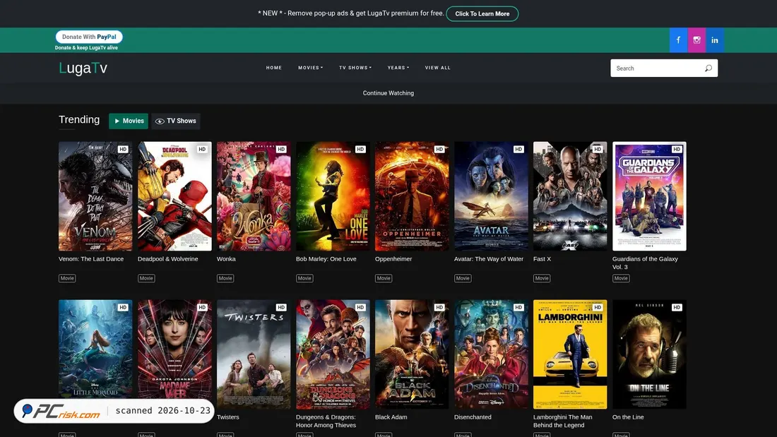 Screenshot of lugatv.com