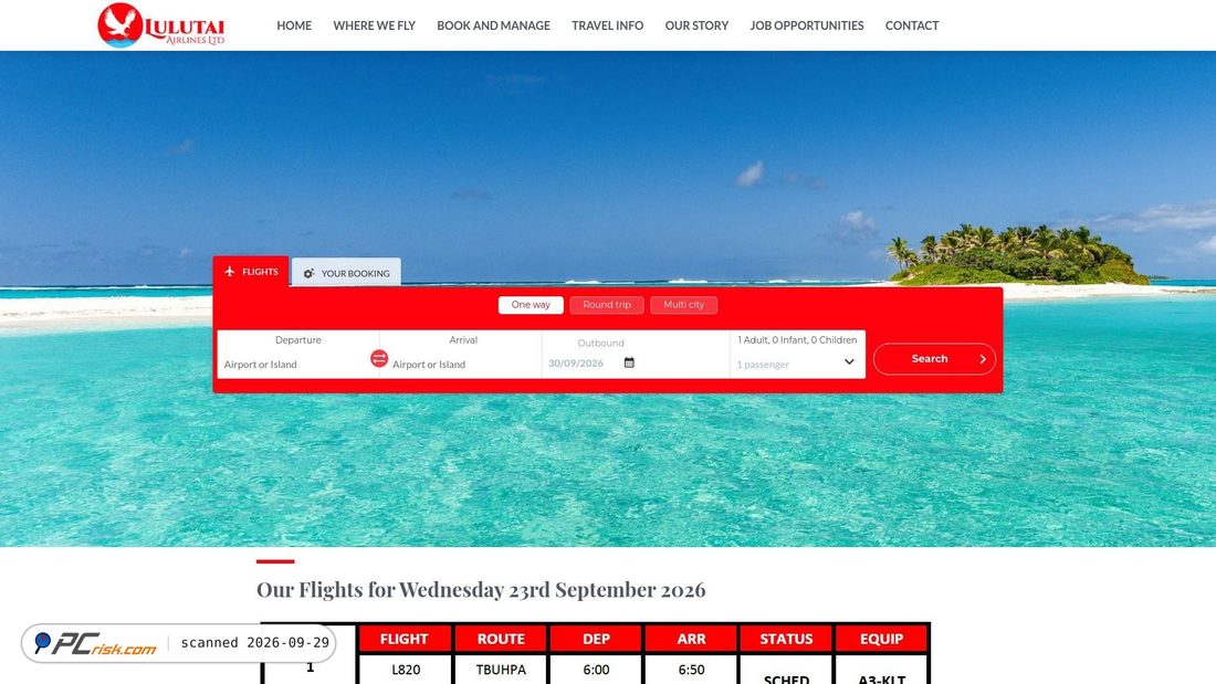 Captura de ecrã de lulutai-airlines.to