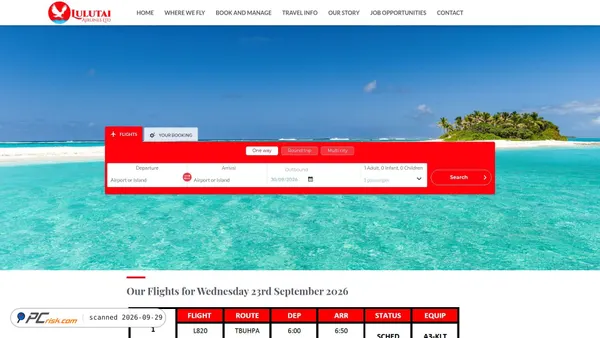 Captura de ecrã de lulutai-airlines.to