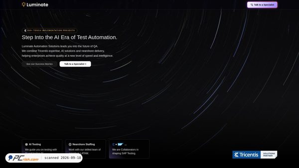 Screenshot di luminateautomationsolutions.com