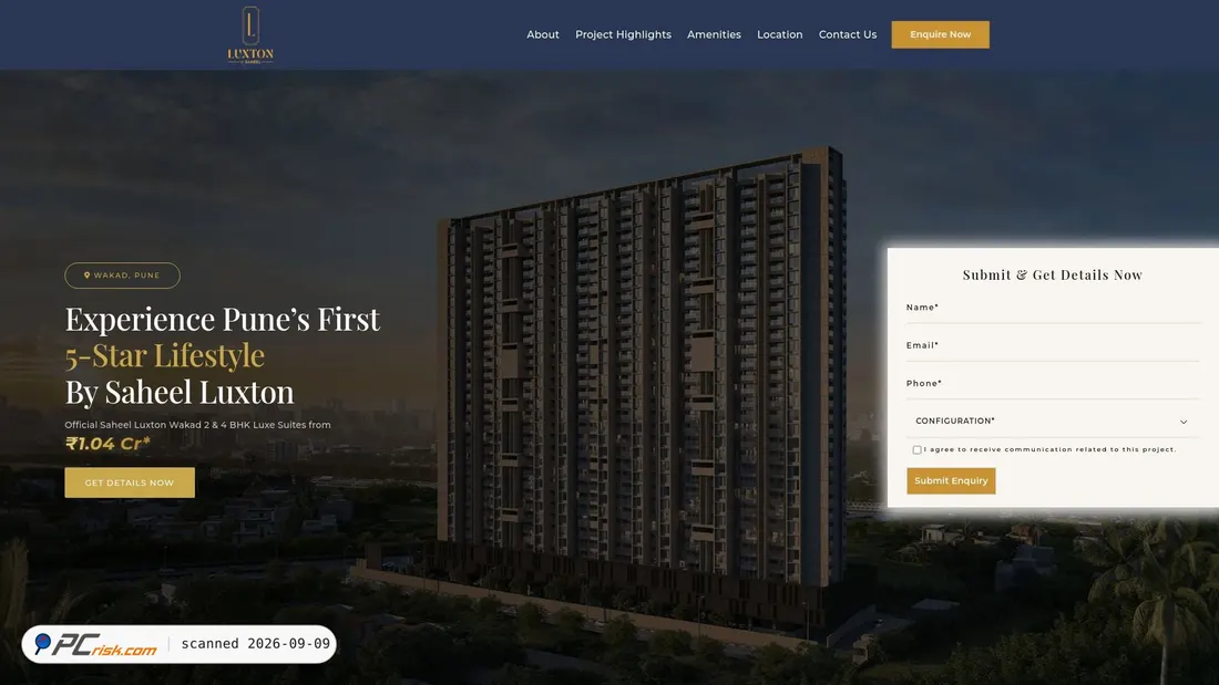 Screenshot of luxton-wakad.saheelproperties.com