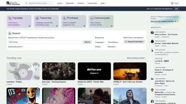 lyricstranslate.com screenshot