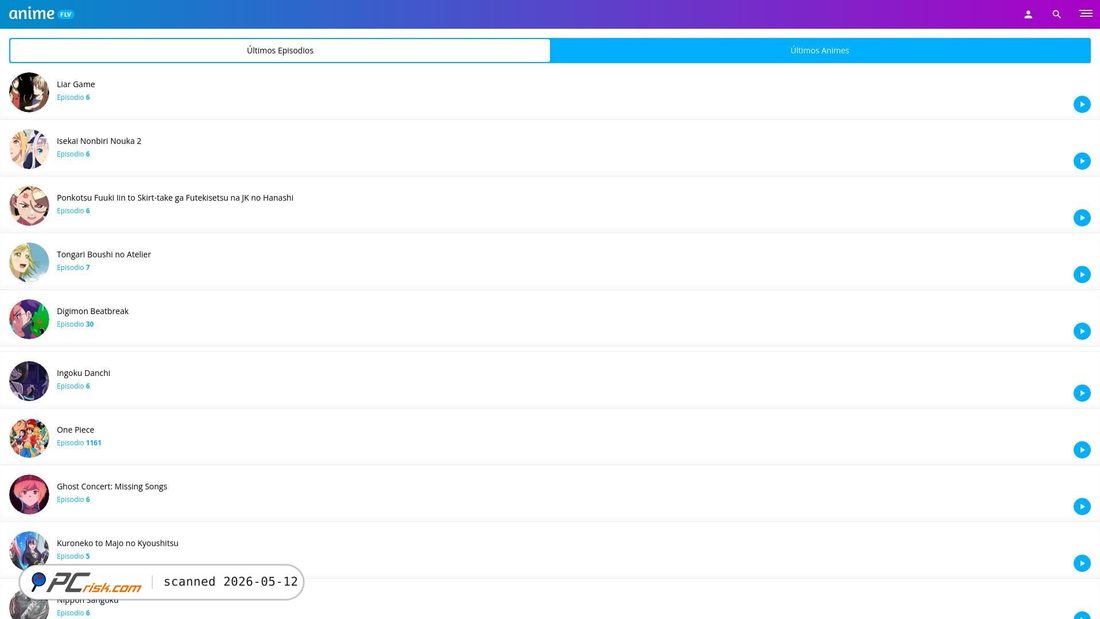 Screenshot of m.animeflv.net