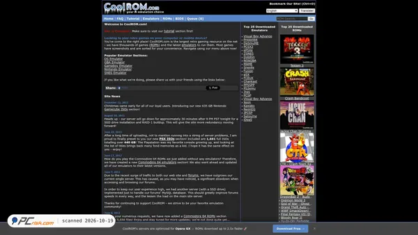 Captura de ecrã de m.coolrom.com