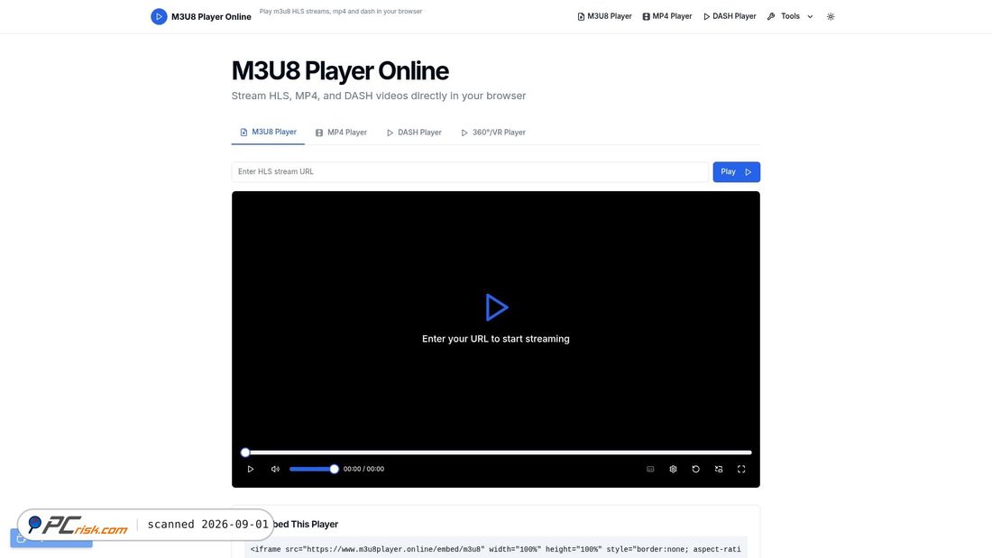Zrzut ekranu m3u8player.online