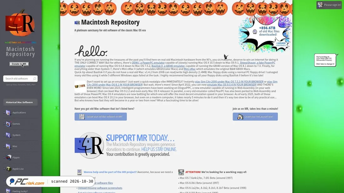 Captura de pantalla de macintoshrepository.org