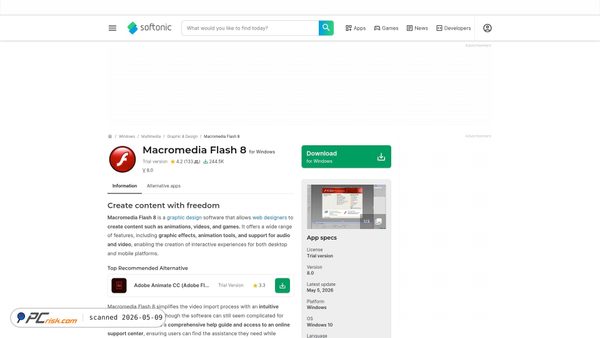 macromedia-flash-8.en.softonic.com screenshot