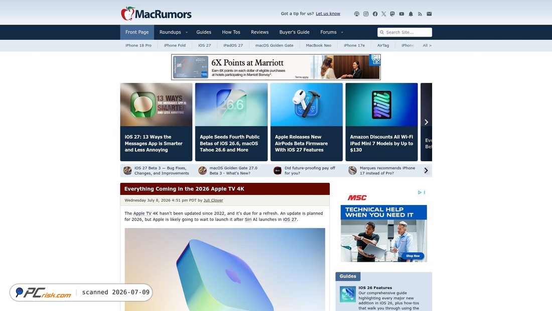 Screenshot of macrumors.com