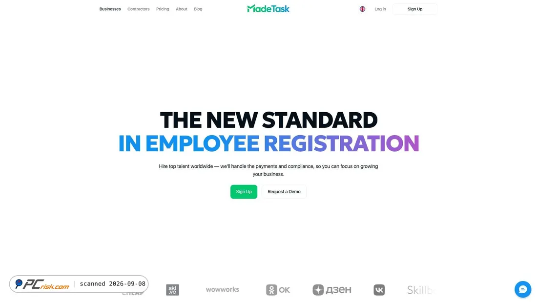Captura de pantalla de madetask.com