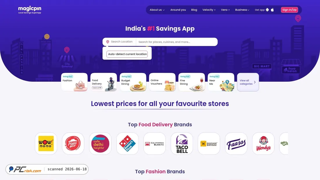 Screenshot of magicpin.in