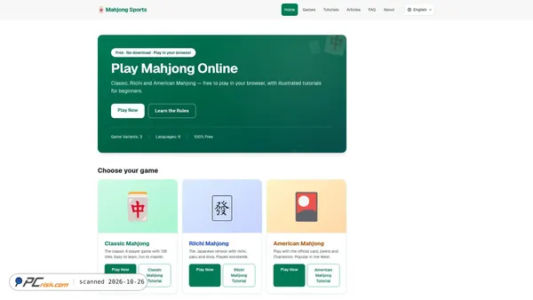 mahjongsports.com screenshot