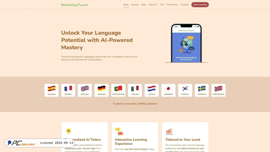Screenshot von makesyoufluent.com