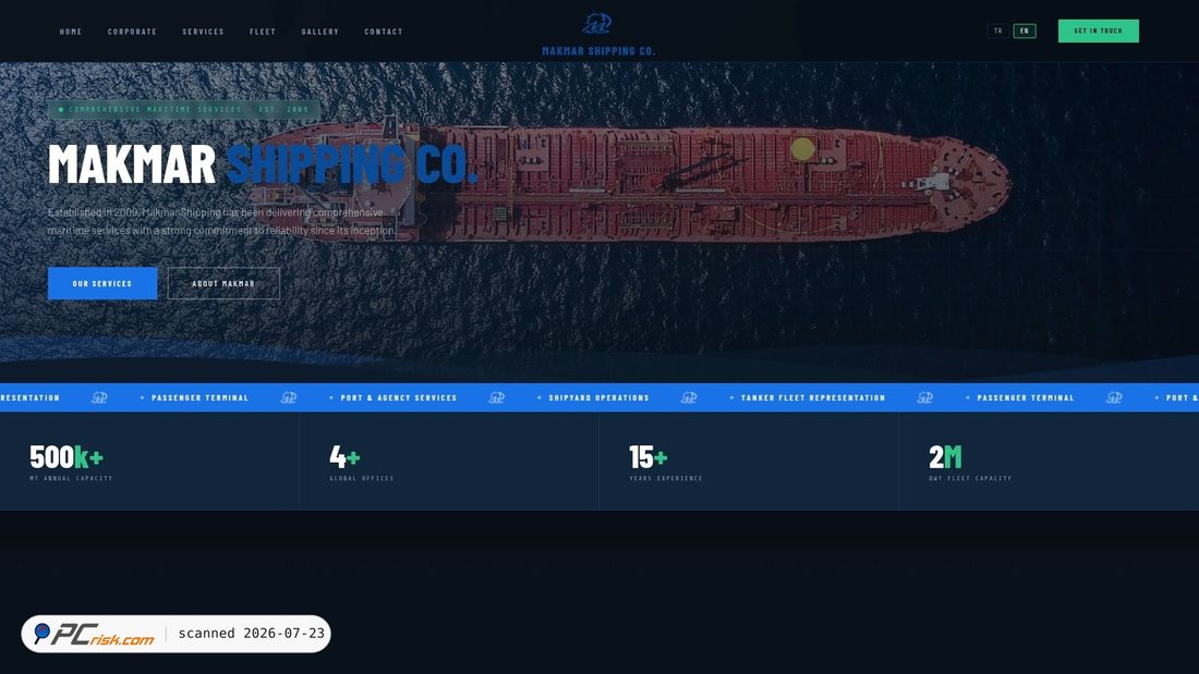 Screenshot of makmarshipping.com