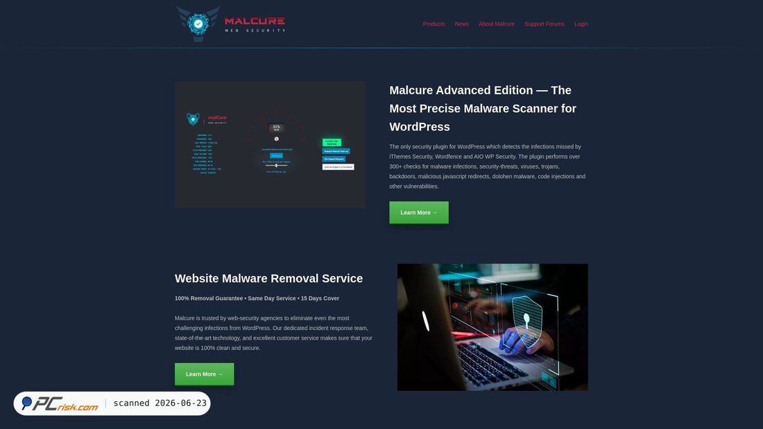 Screenshot of malcure.com