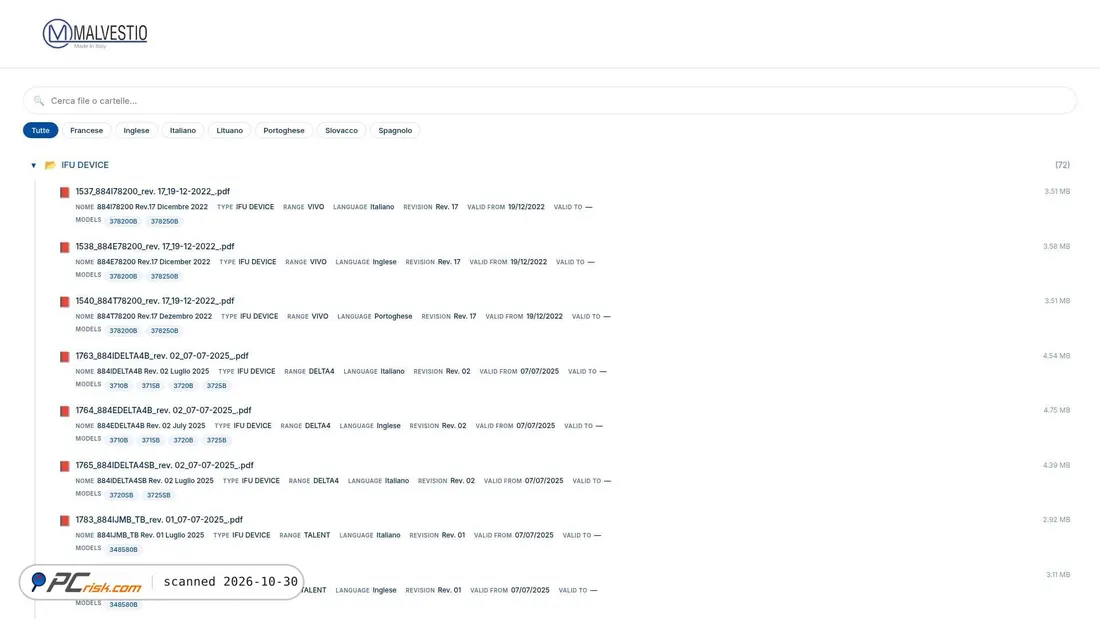 Screenshot of malvestio.biz