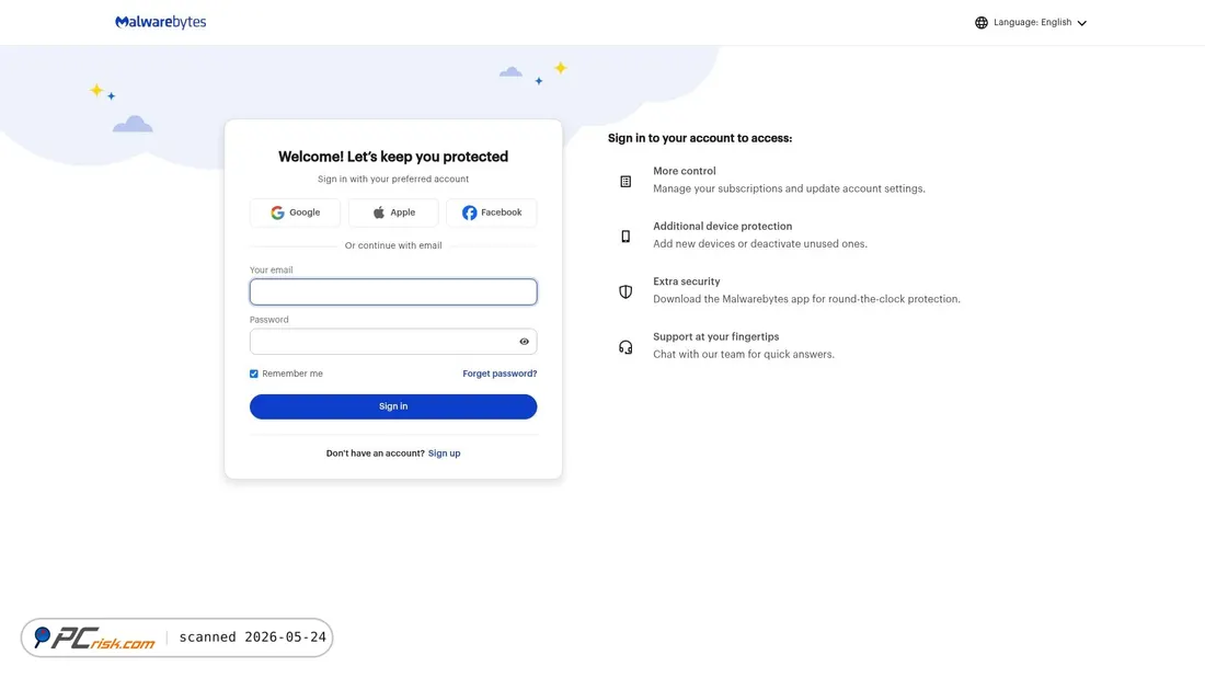 Screenshot of malwarebytes.valueyouridentity.com