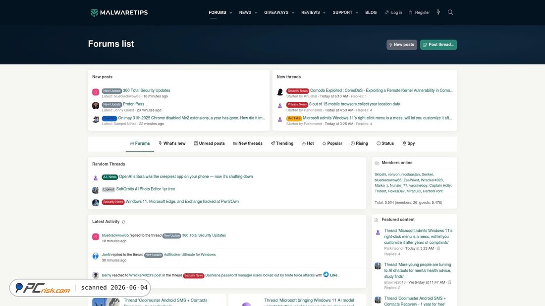 Screenshot of malwaretips.com
