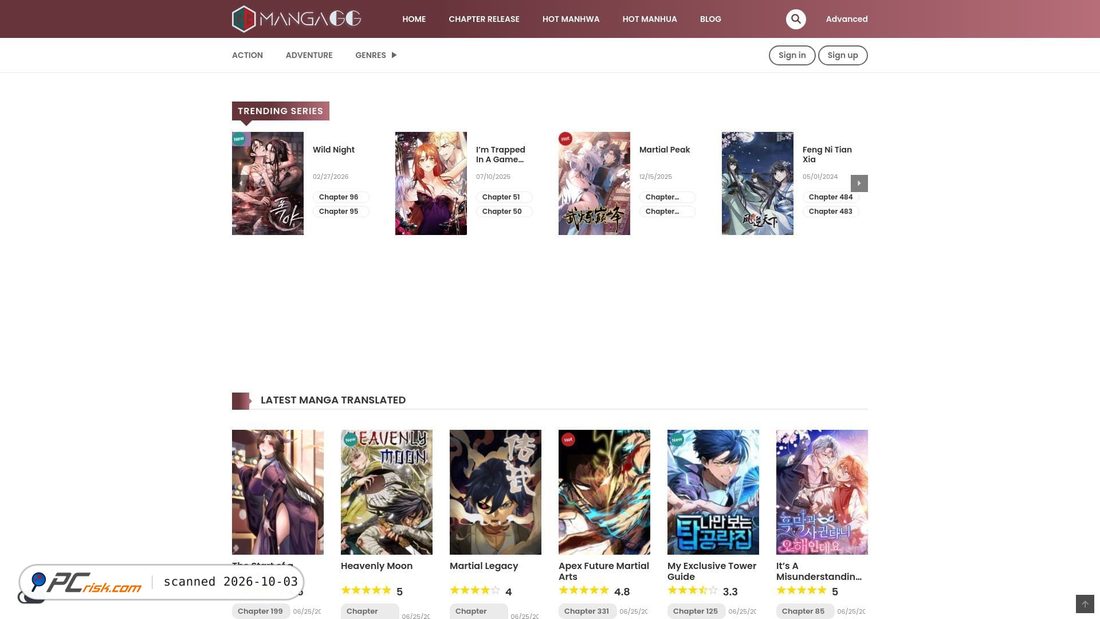 Captura de ecrã de mangagg.com