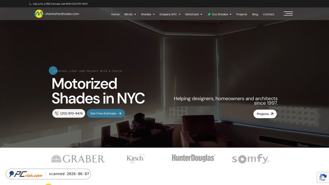 Screenshot of manhattanshades.com