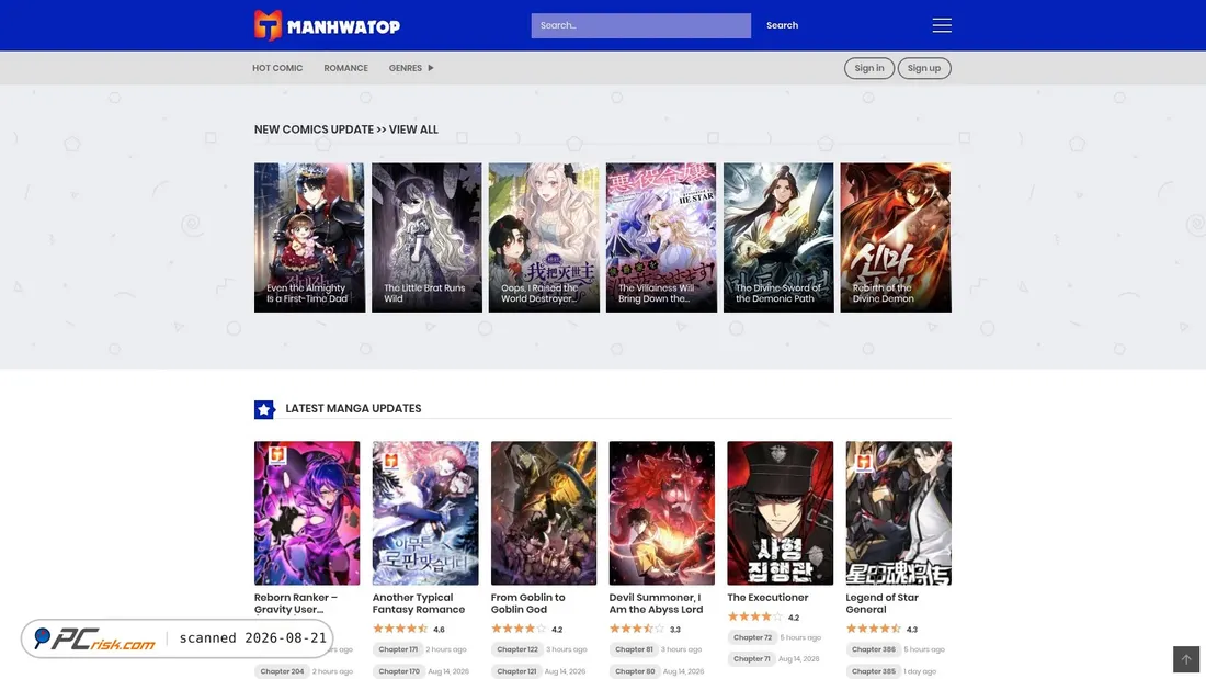 Screenshot van manhwatop.com